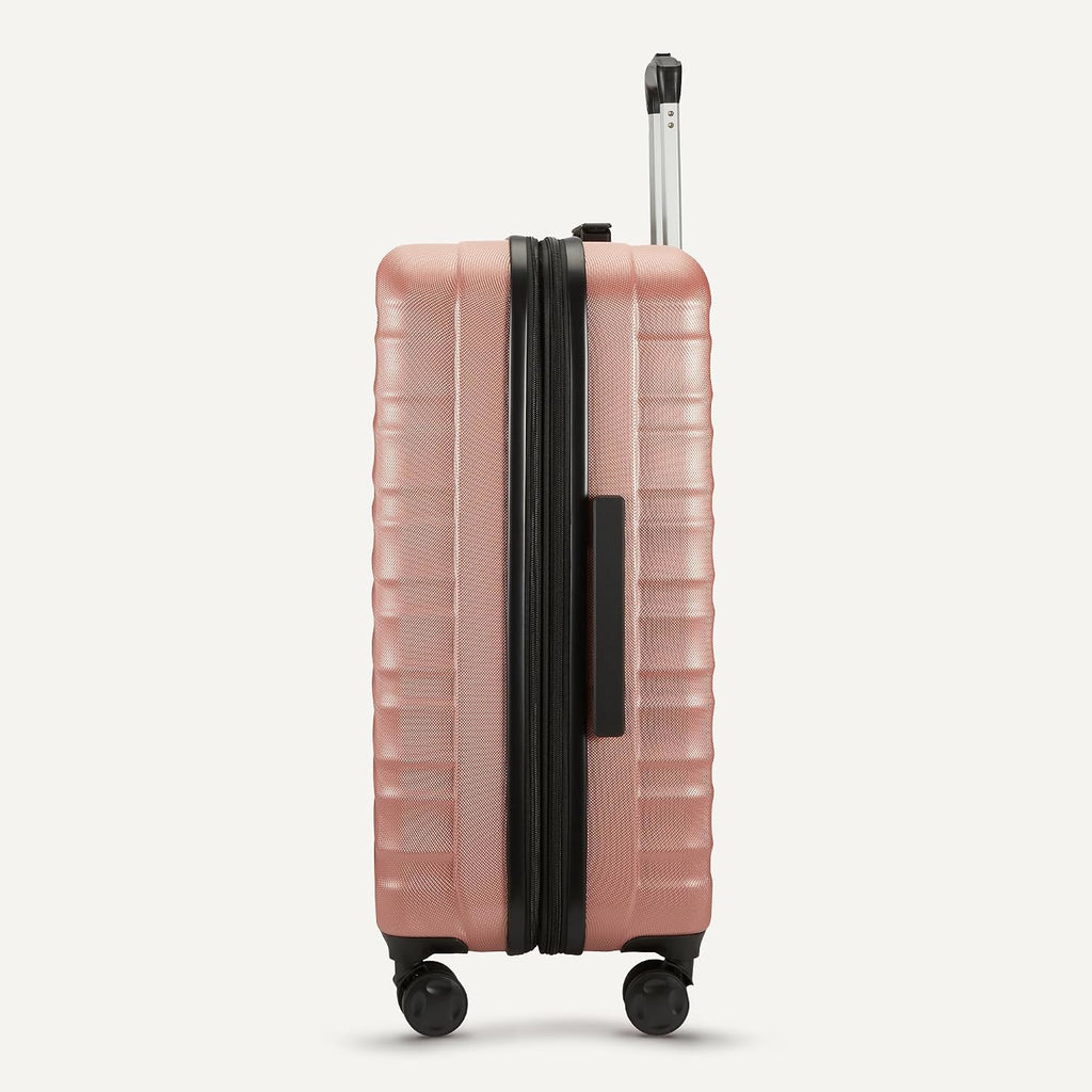 Amazon Basics 21" Hardside Carry-On Luggage with Spinner Wheels, Expandable for Up to 25% More Space, Scratch-Resistant Hard Shell, Telescoping Handle, Black