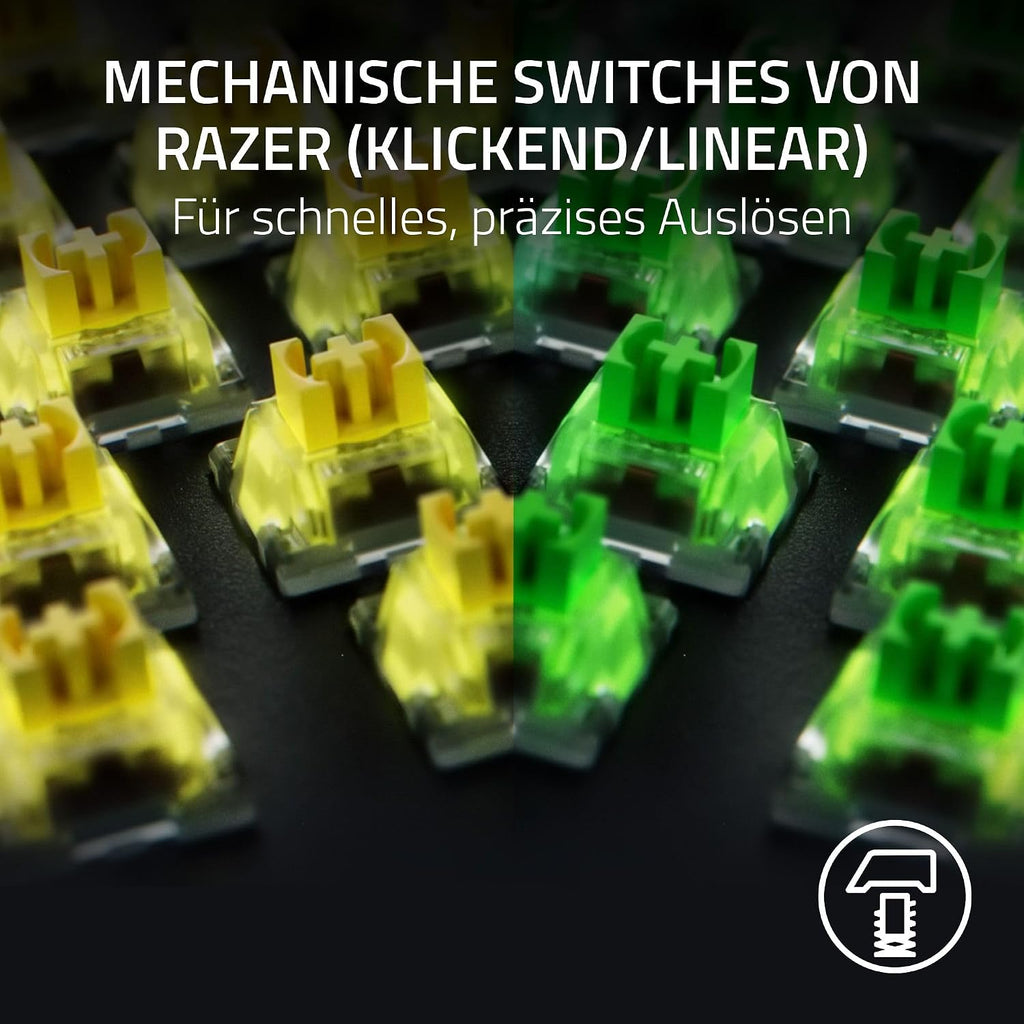 Razer BlackWidow V4 - Mechanische Gaming-Tastatur Chroma RGB (Mechanische Yellow Switches, 6 eigene Makro-Tasten, Doubleshot-ABS-Tastenkappen) QWERTZ DE-Layout | Schwarz