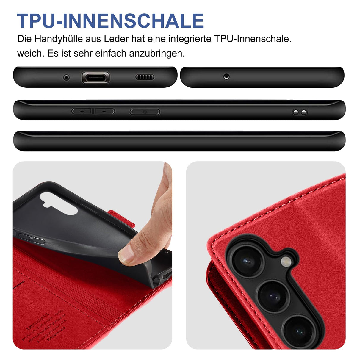 Giyer Handyhülle für Samsung Galaxy S24 5G Hülle mit Schutzfolie, Schutzhülle Galaxy S24 5G PU Leder Wallet Flip Case Standfunktion Kartenfach Klapphülle für Samsung S24 Ultra Full Cover (Grün)