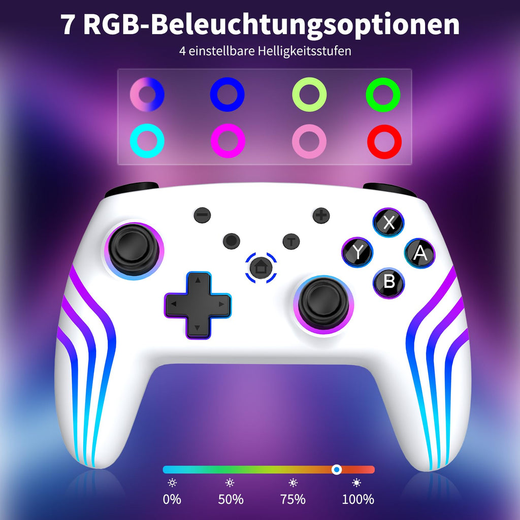 Reddening Switch 2 Controller für Switch/Switch 2/Switch Lite/Switch OLED,Switch Controller mit Doppel Vibration,Switch 2 Pro Controller mit 6 Achsen Gyro,Hall Joystick,Aufwachen,Turbo (Weiß Schwarz)