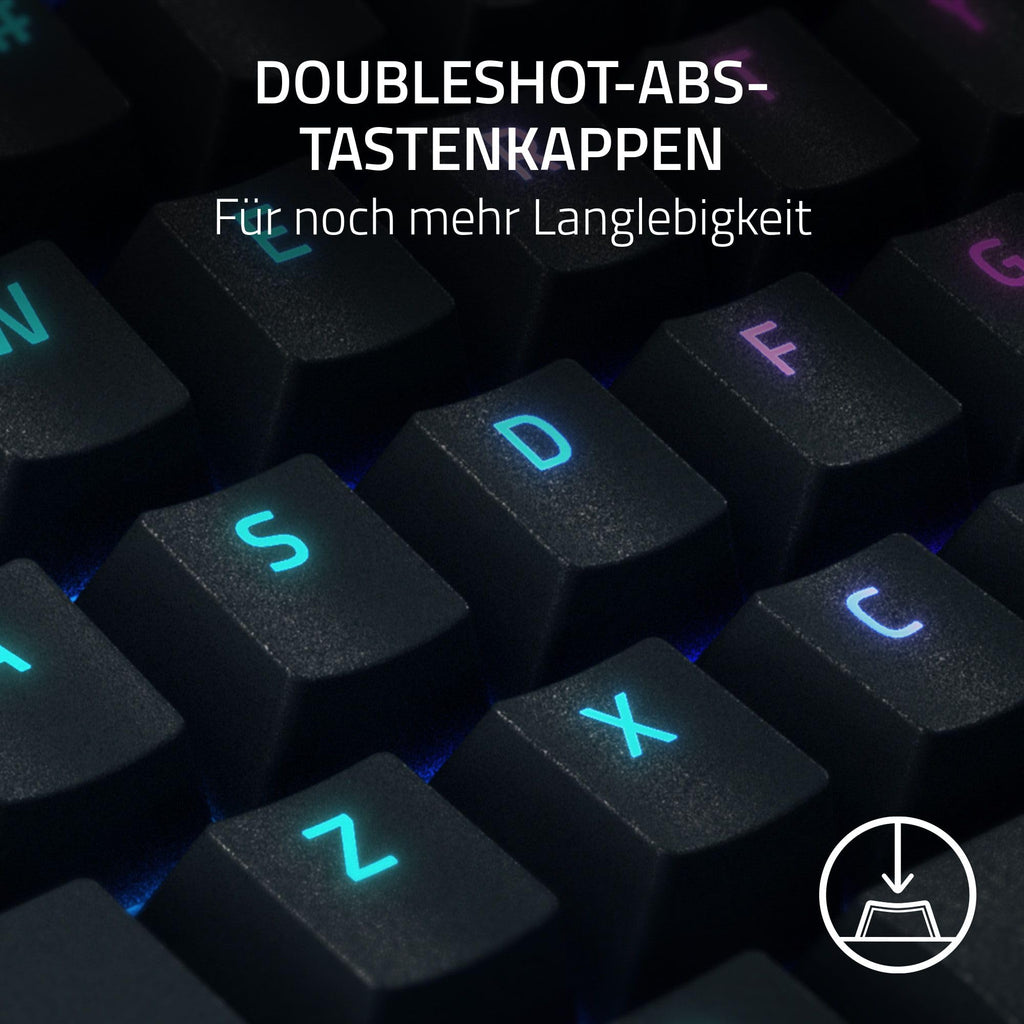Razer BlackWidow V4 - Mechanische Gaming-Tastatur Chroma RGB (Mechanische Yellow Switches, 6 eigene Makro-Tasten, Doubleshot-ABS-Tastenkappen) QWERTZ DE-Layout | Schwarz