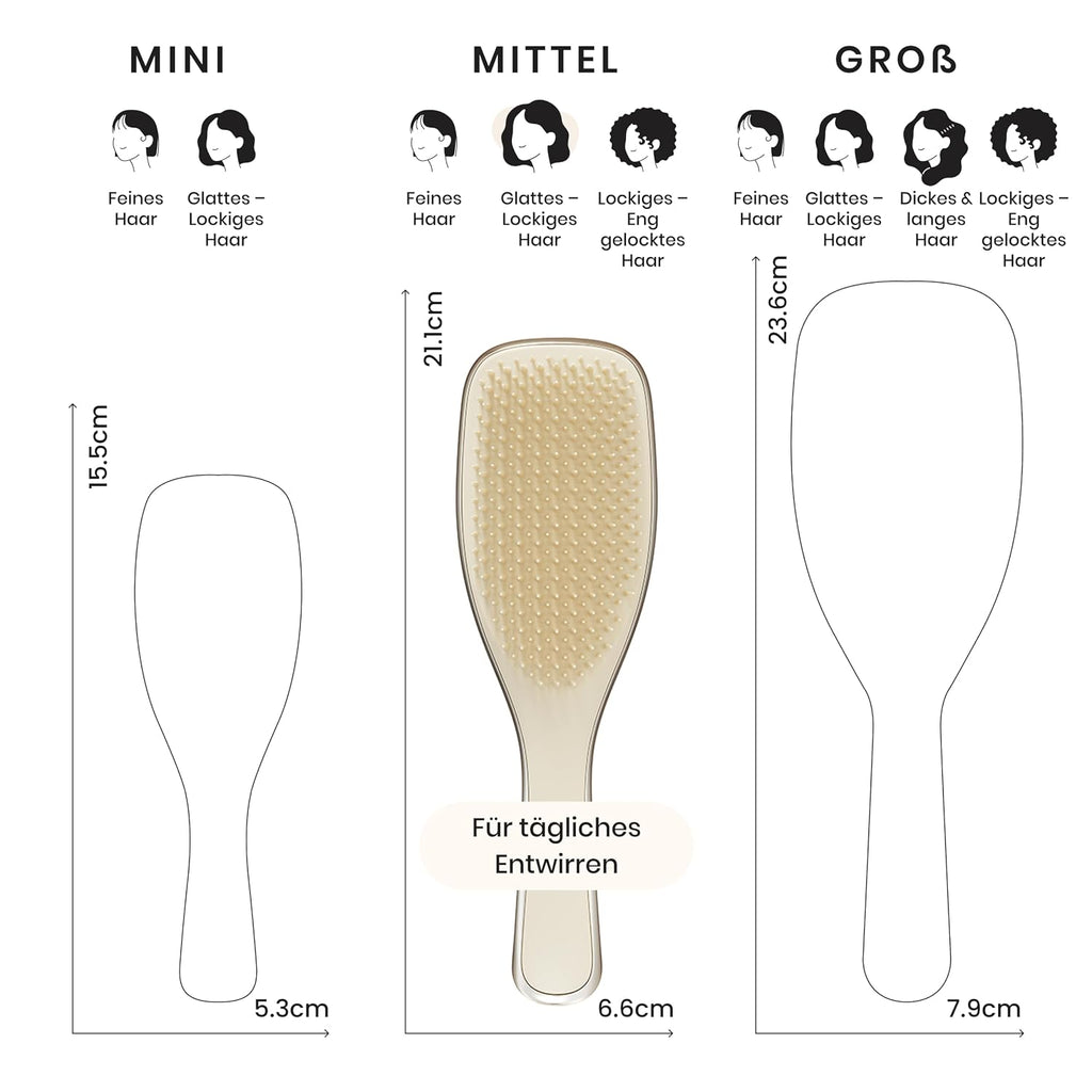 Tangle Teezer Ultimate Detangler Haarbürste – Nasses & Trockenes Haar – Entwirrungsbürste für Alle Haartypen – Zweistufige Borsten Reduzieren Haarbruch & Knoten – Champagner Gold mit Chrom-Finish