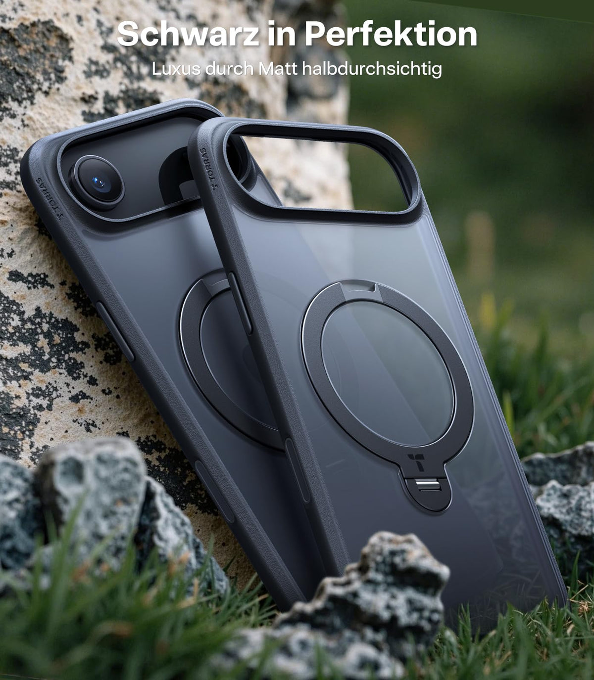 TORRAS Ostand Q3 Spin für iPhone 18 Pro Hülle für MagSafe 360°Stand Schwarz