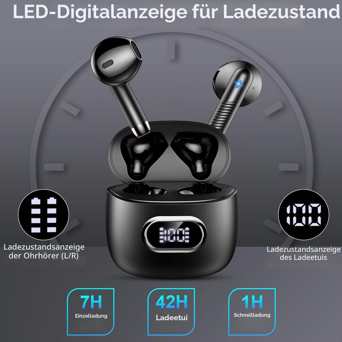 Drsaec Bluetooth Kopfhörer, In Ear Kopfhörer Kabellos Bluetooth 5.4