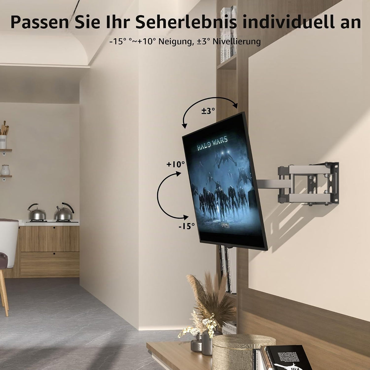 BONTEC TV Wandhalterung 23-70 Zoll Fernseher, vollbeweglich, bis zu 45 kg