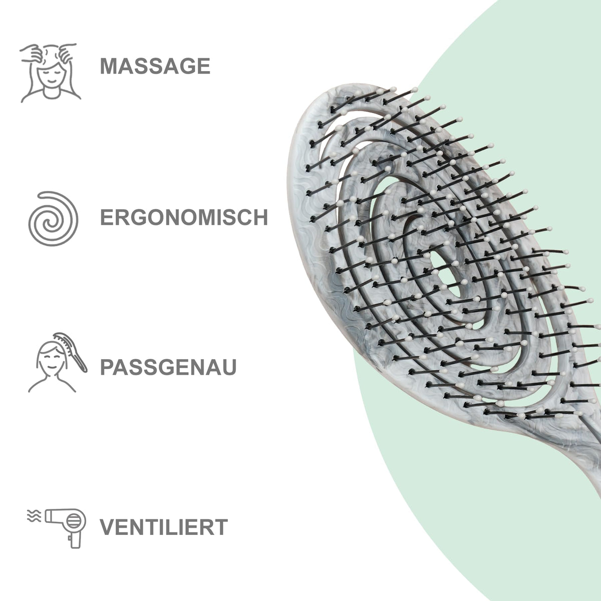 Ninabella Haarbürste ohne Ziepen - Detangler Bürste, Entwirrbürste & Lockenbürste für feines und langes Haar - Haarbürste Damen Herren Kinder - für nasse und trockene Haare - Limettengrün