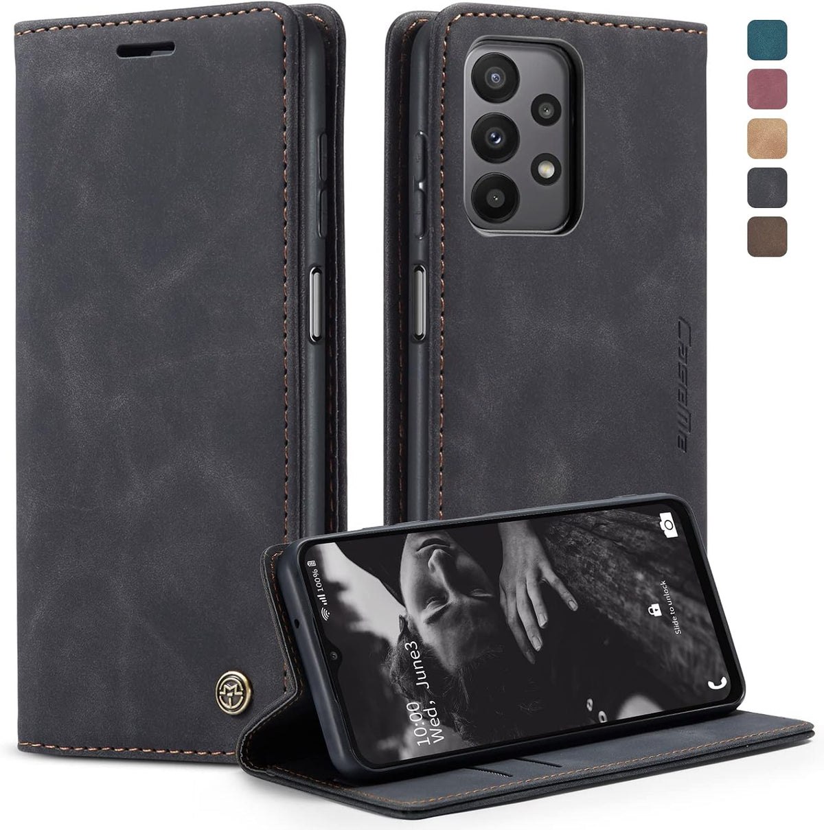 Handyhülle für Honor Magic 6 Pro hülle Premium PU klapphülle RFID Lederhülle Faltbare Schutzhülle Kartenfach Standfunktion Handytasche hülle Honor Magic 6 Pro 5G - Schwarz