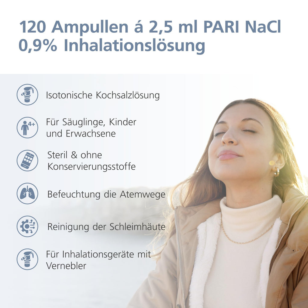 PARI NaCl 0,9% Inhalationslösung - isoton (0,9% Kochsalz),60 x 2,5 ml
