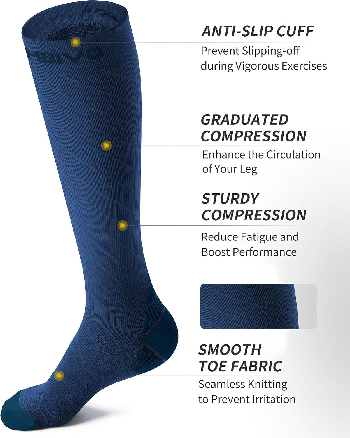 CAMBIVO Compression Socks for Women & Men 2 Pairs, Travel Flight Socks