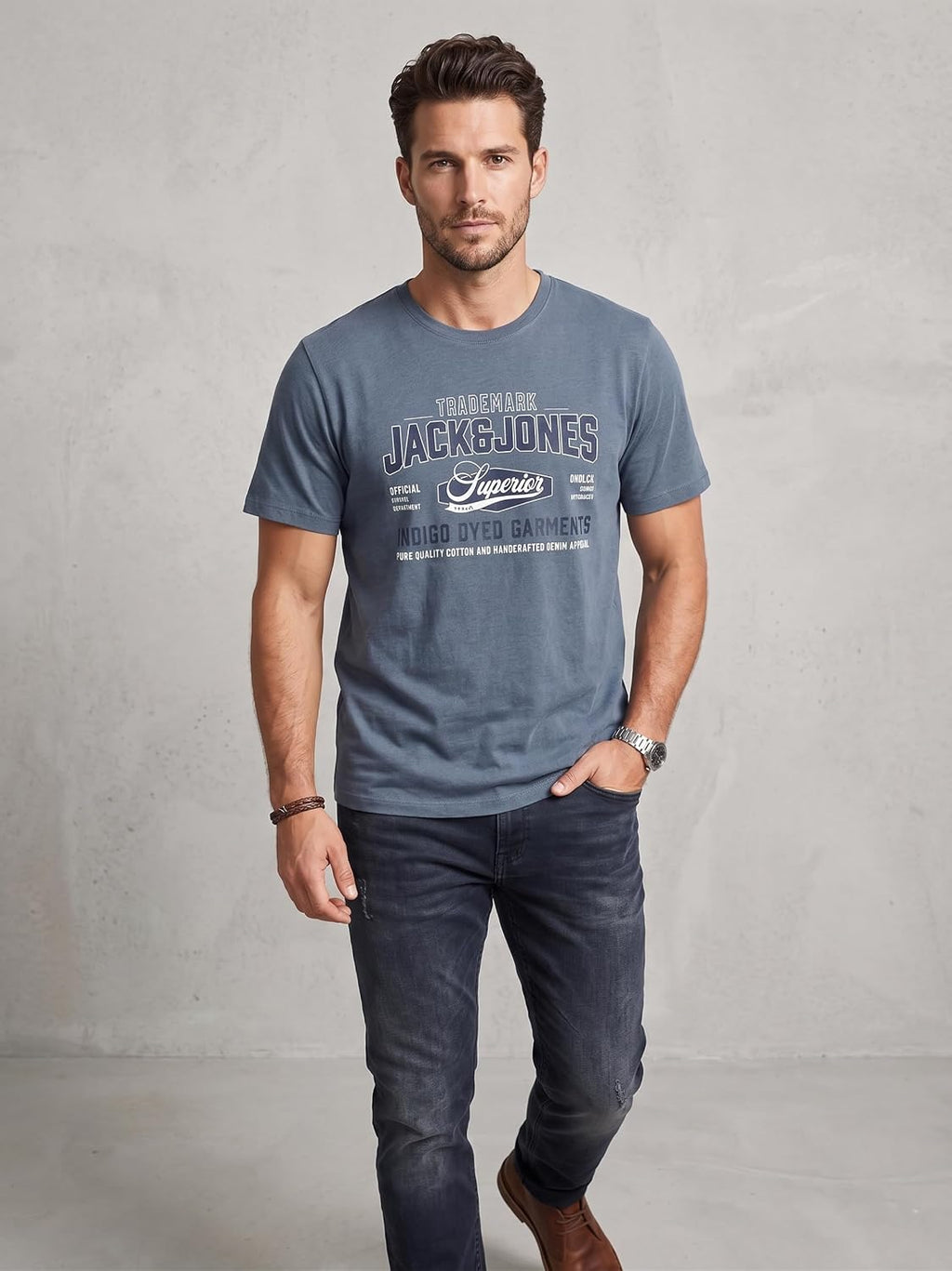 JACK & JONES Herren T-Shirt 3er Pack – Baumwolle, Rundhals, Kurzarm, mit Print – Bequeme Freizeitshirts im modernen Design