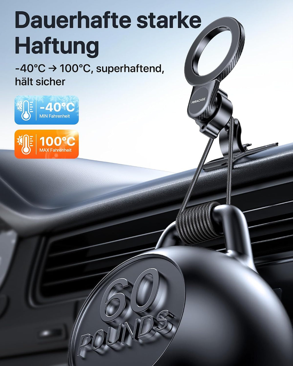 Miracase [2026 Upgraded Handyhalterung Auto Handy Halterung,Universal Car Phone Holder[Stärkste Saugnapf & Lüftungshaken] 360° Drehbar kfz autohalterung Lautsprecher für iPhone Samsung Galaxy Google
