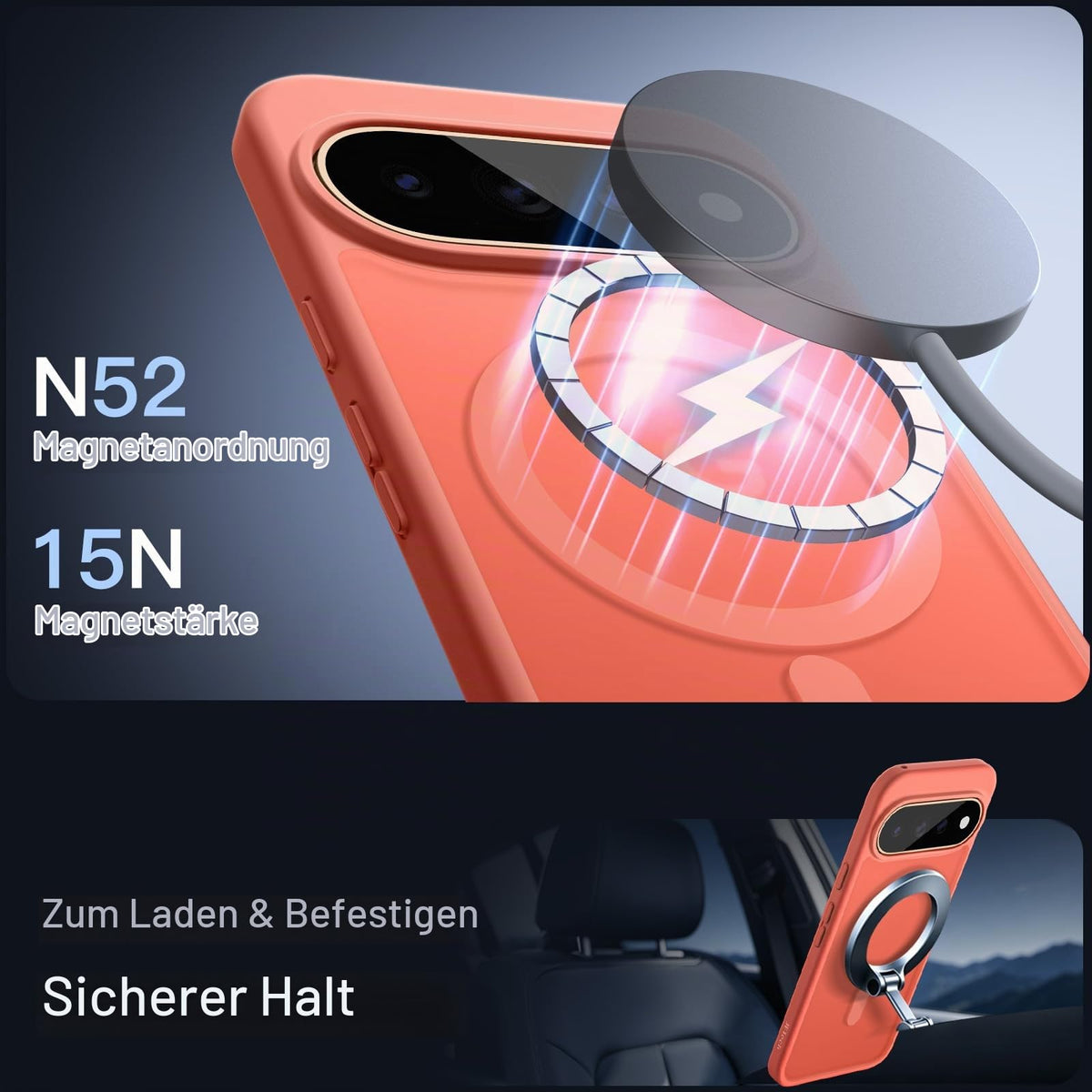 JETech Magnetische Hülle für Google Pixel 10/10 Pro, Obsidian