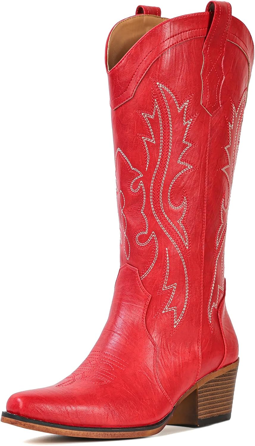 IUV Cowboystiefel für Damen Western Cowgirl Stiefel wadenhoch mit spitzer Kappe