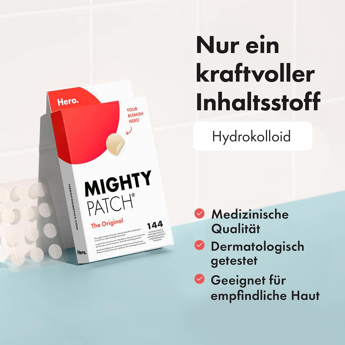 Hero Mighty Patch Original, Hydrokolloid Pickelpflaster, 72 Stück