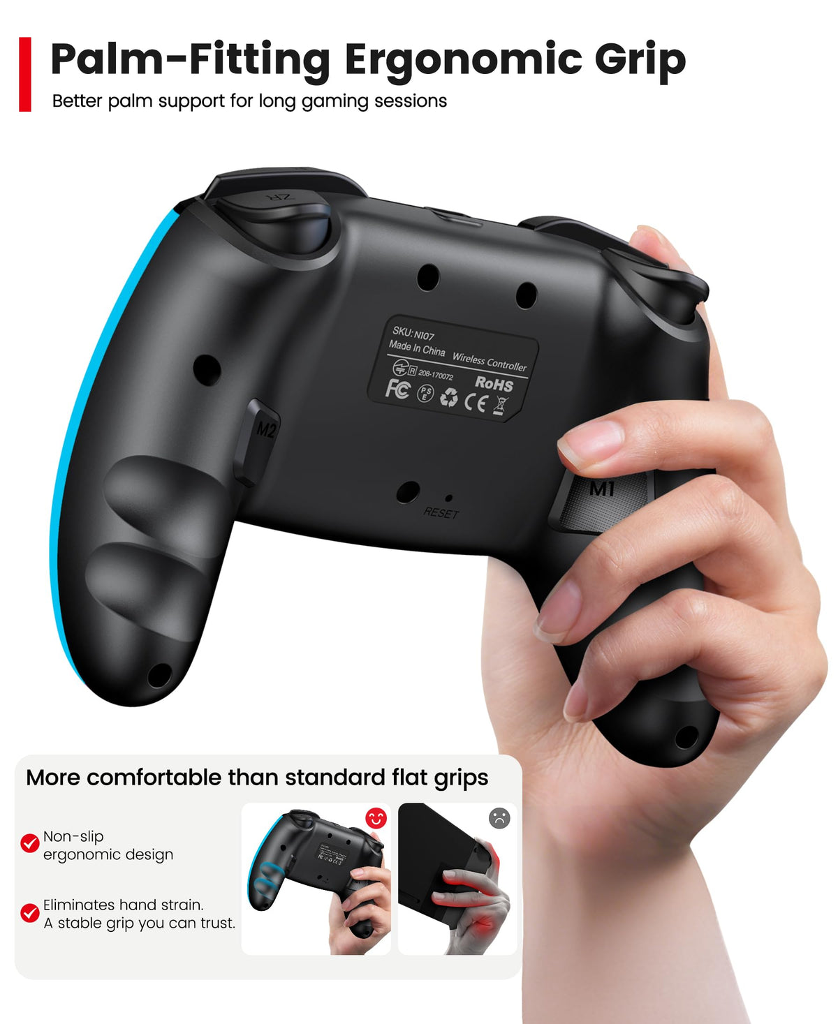 HELLCOOL Switch Controller, Kabellos Switch Pro Controller für Switch/Lite/OLED Konsole, Macro/Turbo/Aufwachfunktion, Präzise Steuerung, Dual Motors Vibration, 15 Std Spieldauer