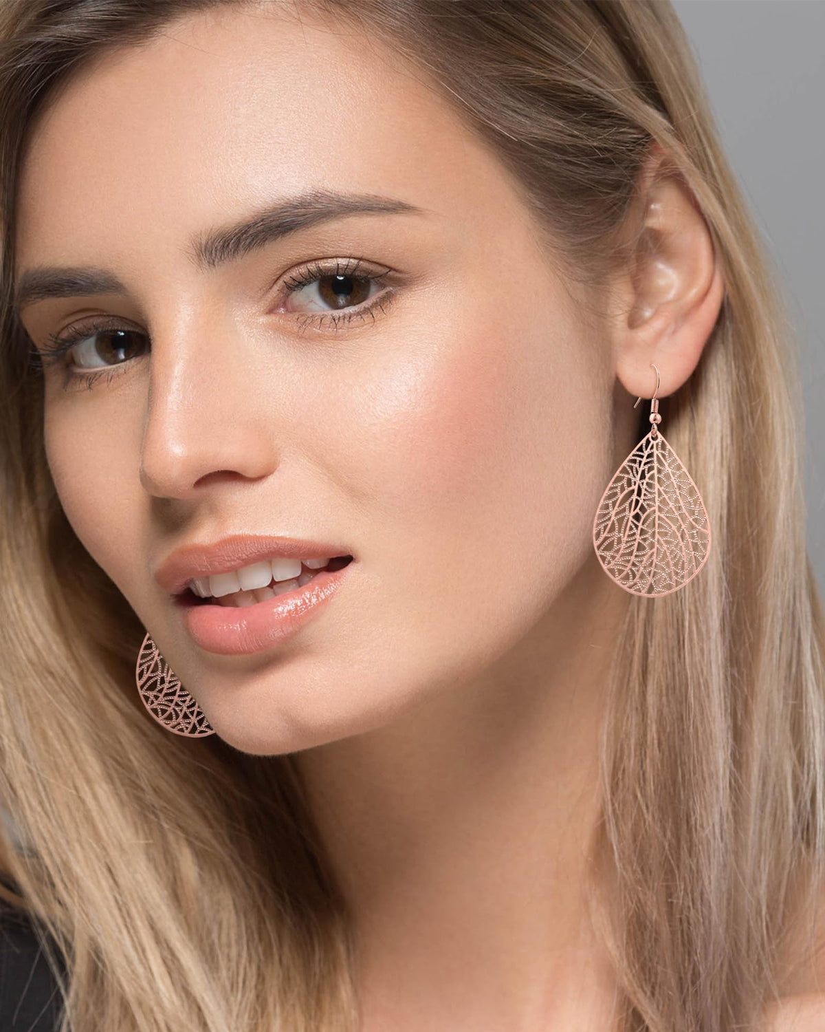 14K Gold vergoldet Blattgold Ohrringe für Frauen, Silber Ohrringe Hängend Damen mit Anhänger Tropfenform, Wassertropfen Schmuck für Geschenk