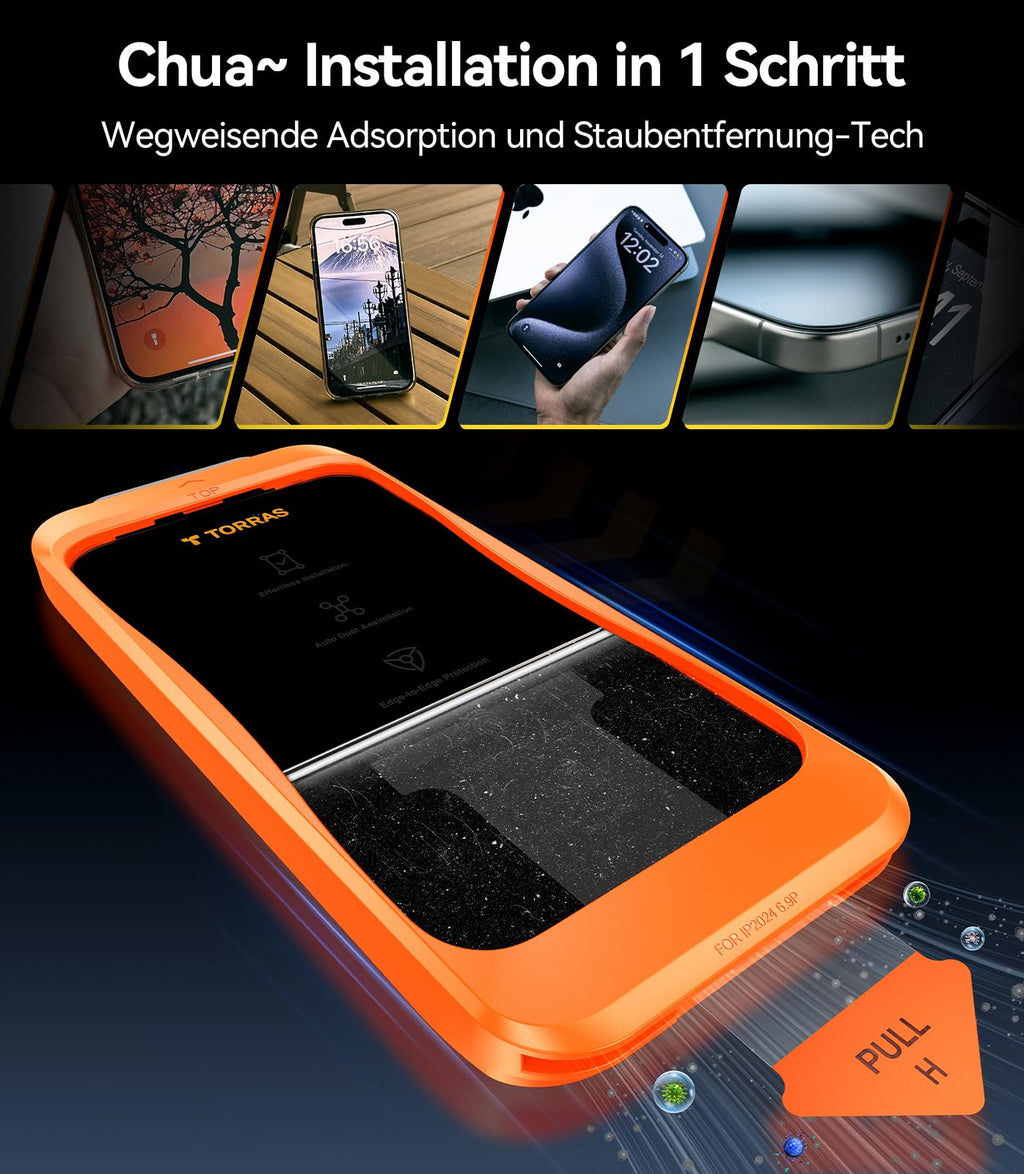 TORRAS für iPhone 18 Pro für Panzerglas TOP 9H+, Auto-Montage, 2 Stück