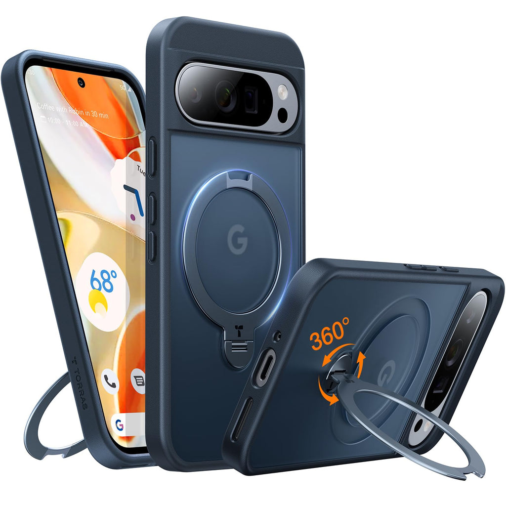 TORRAS Ostand Q3 Spin für iPhone 18 Pro Hülle für MagSafe 360°Stand Schwarz