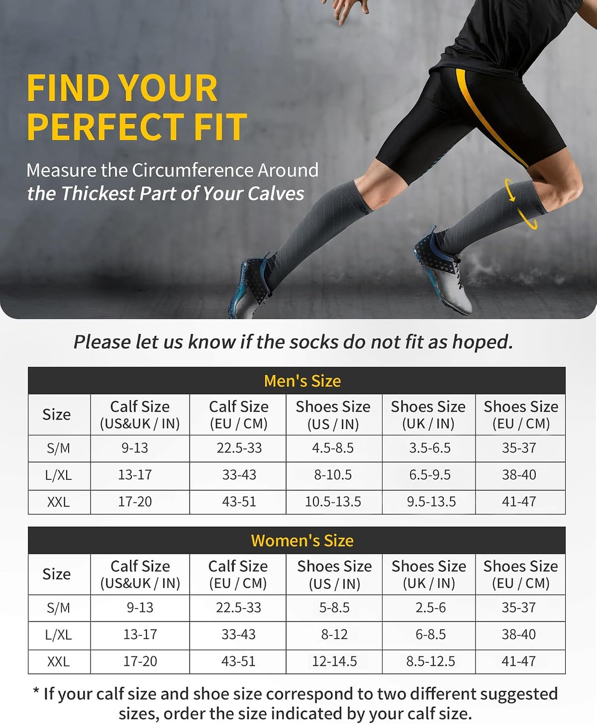 CAMBIVO Compression Socks for Women & Men 2 Pairs, Travel Flight Socks