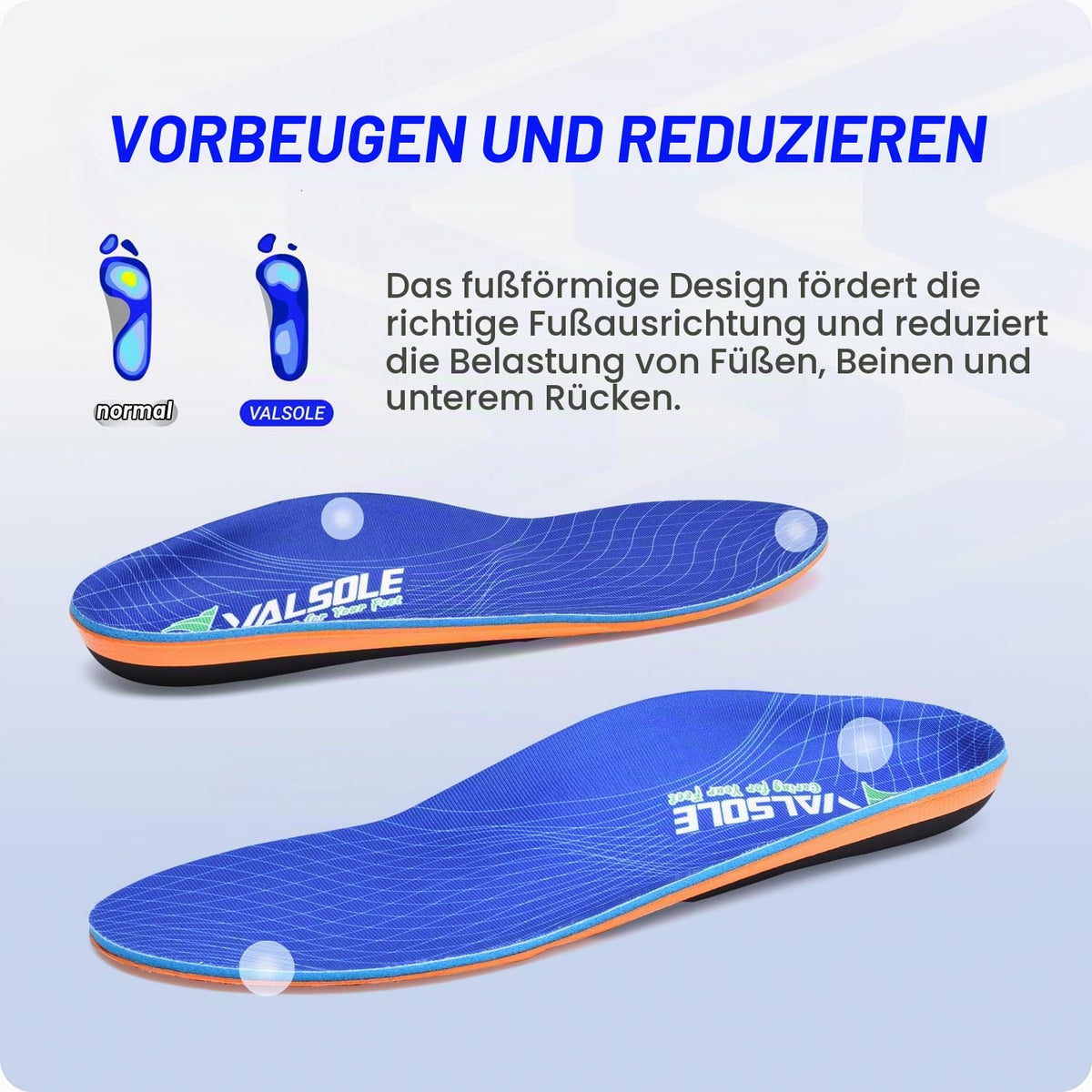 VALSOLE Orthopädische Einlegesohlen, Plantar Fasciitis Hohe Arch Support Schuheinlagen, Für Fersensporn,Plattfuß, Fußschmerz, Komfort Herren & Damen Einlegesohlen