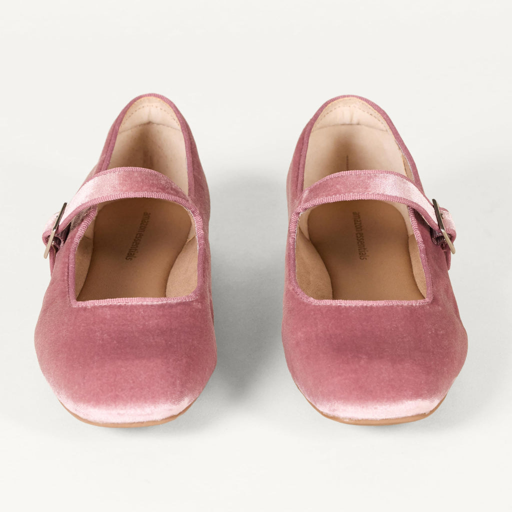 Amazon Essentials Women's Square-Toe Mary Jane Ballet Flat with Adjustable Metal Buckle Strap, Non-Slip Low Heel, Cushioned