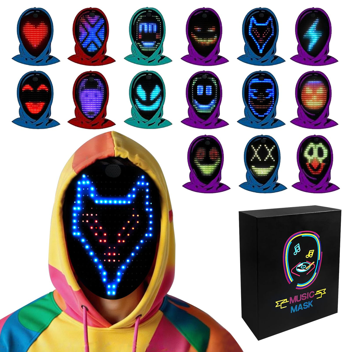 JDBMAOYE LED Light Up Mask with Gesture Sensing,Perfect Gifts for Teen Boys