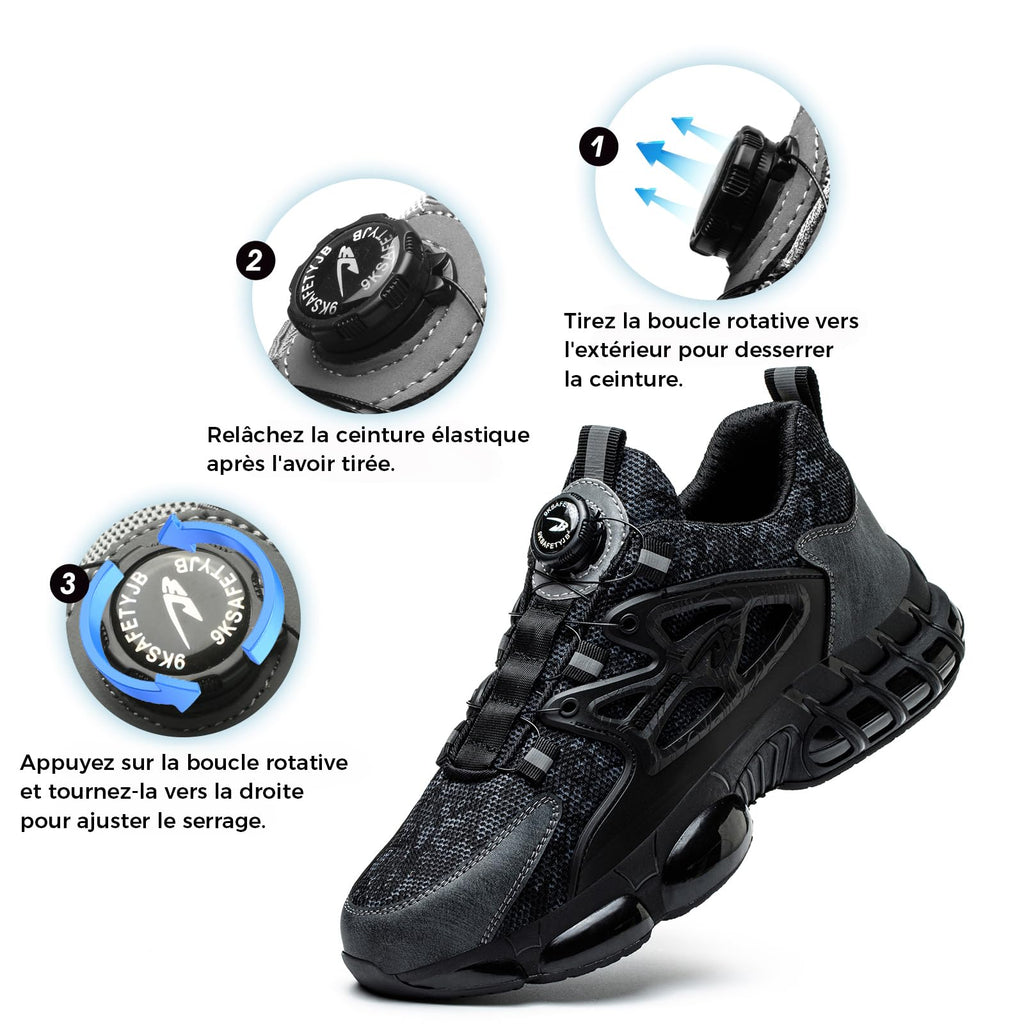 Chaussures de Sécurité Hommes Femmes Basket Respirante Antidérapante Légère Travail avec Embout en Acier 36-46 EU
