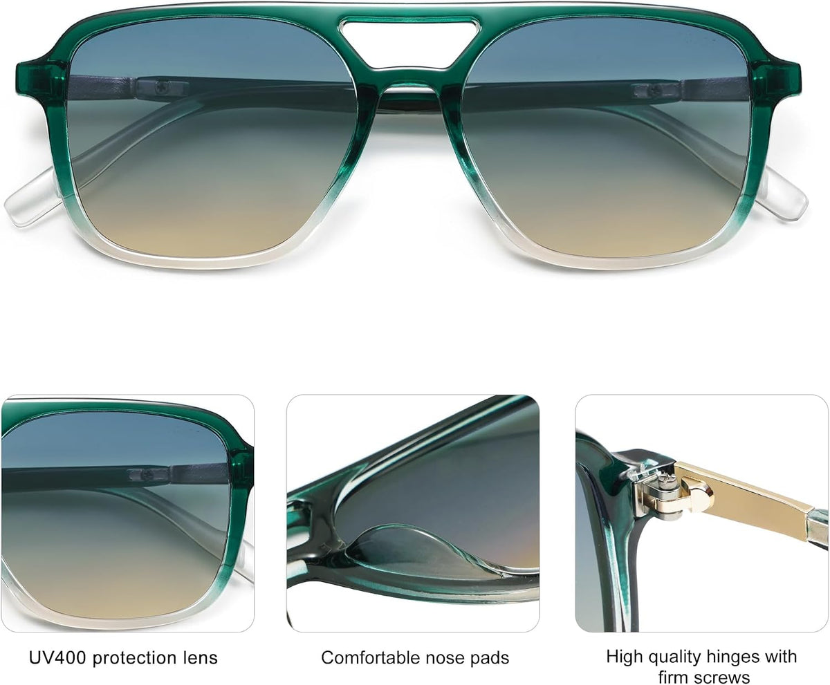 SOJOS Retro Aviator Sunglasses Womens Mens,Trendy Rectangle Shades SJ2202