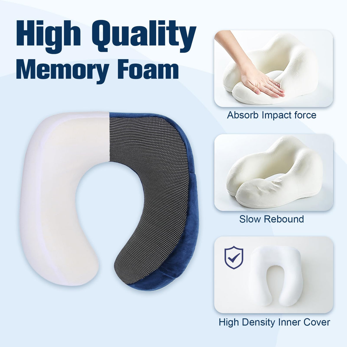 Cirorld Travel Pillow for Airplane, Neck Pillow for Travel, Memory Foam Travel Neck Pillow for Adults, Adjustable & Compact Flight Pillow, Ergonomic Neck Cushion, With Ear Plugs, Eye Mask, Carry Bag