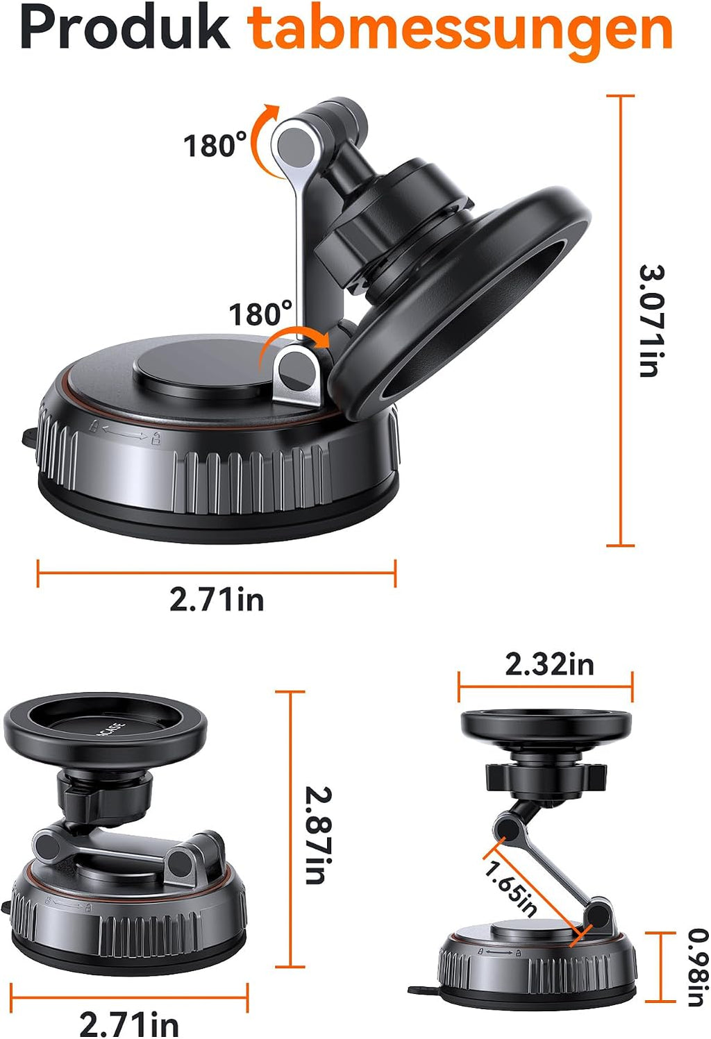 Miracase [2026 Upgraded Handyhalterung Auto Handy Halterung,Universal Car Phone Holder[Stärkste Saugnapf & Lüftungshaken] 360° Drehbar kfz autohalterung Lautsprecher für iPhone Samsung Galaxy Google