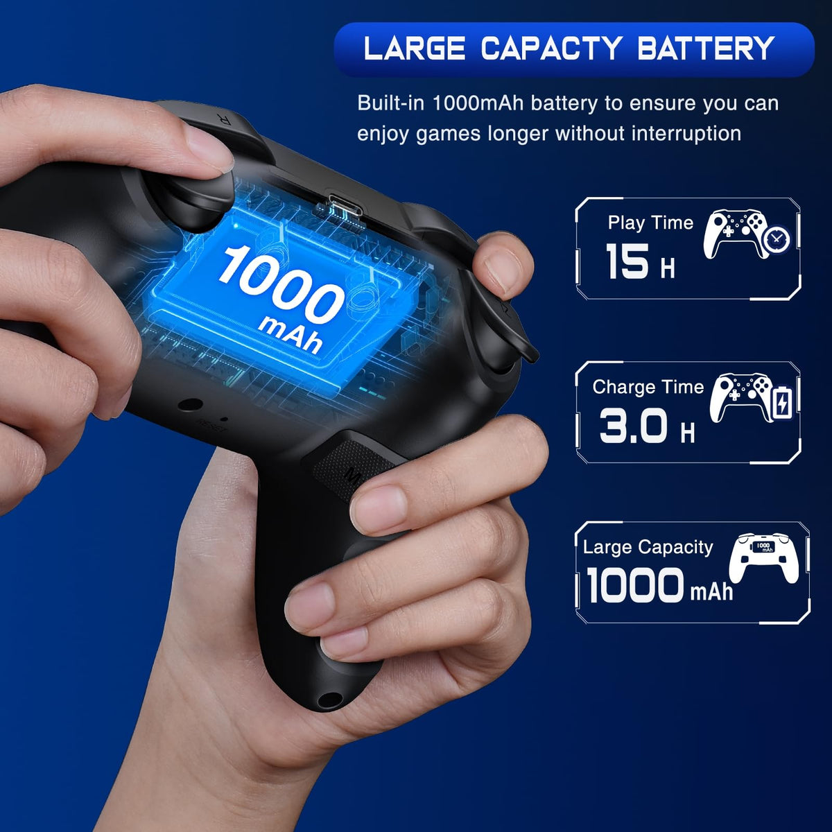 HELLCOOL Switch Controller, Kabellos Switch Pro Controller für Switch/Lite/OLED Konsole, Macro/Turbo/Aufwachfunktion, Präzise Steuerung, Dual Motors Vibration, 15 Std Spieldauer