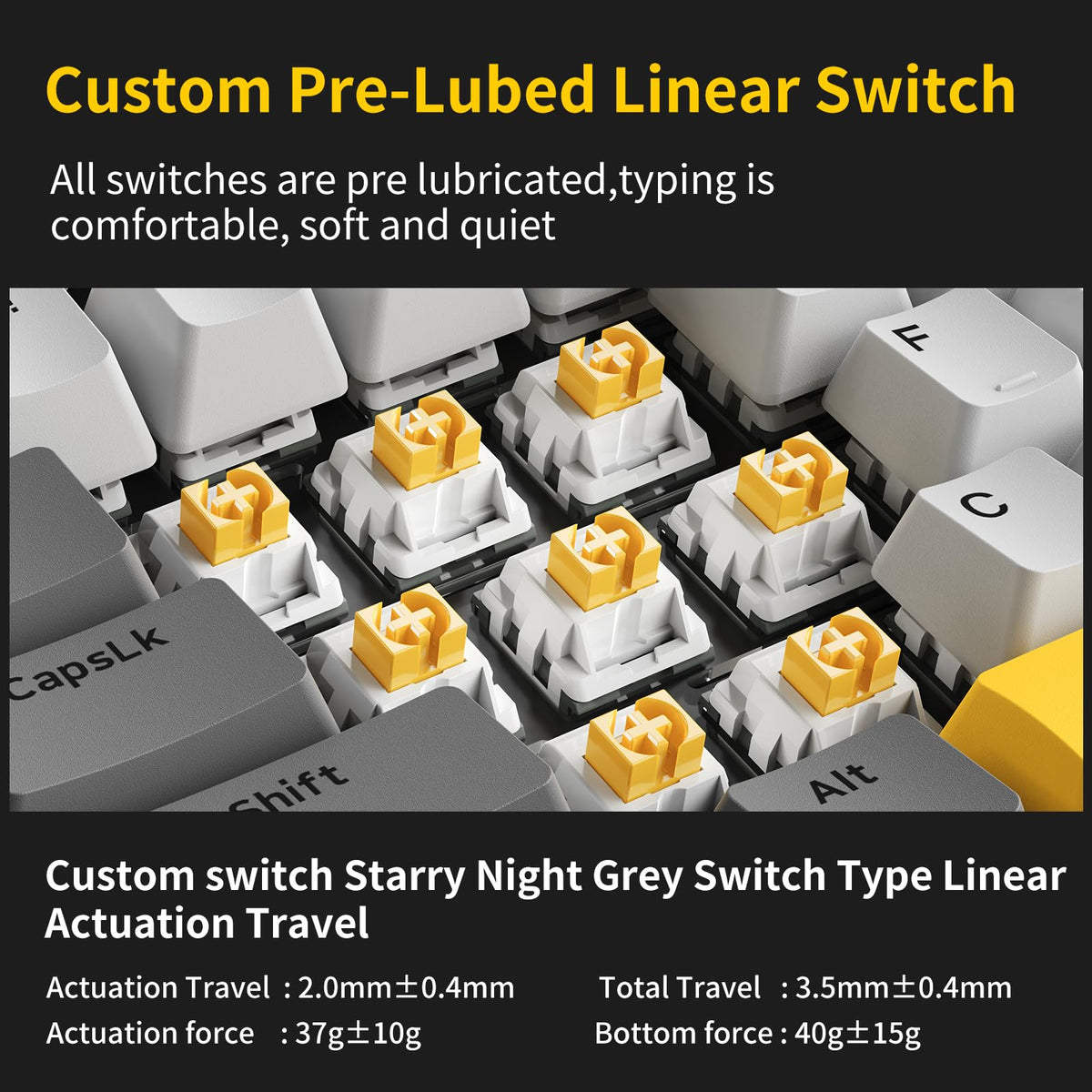 AJAZZ AK820 Mechanical Keyboard, 75% Hot Swappable Wired Keyboard with Volume Control Knob, QWERTY Layout, PBT Keycaps, Five-Layer Sound Insulation Pad, 82-Key Gaming Keyboard, Grey White