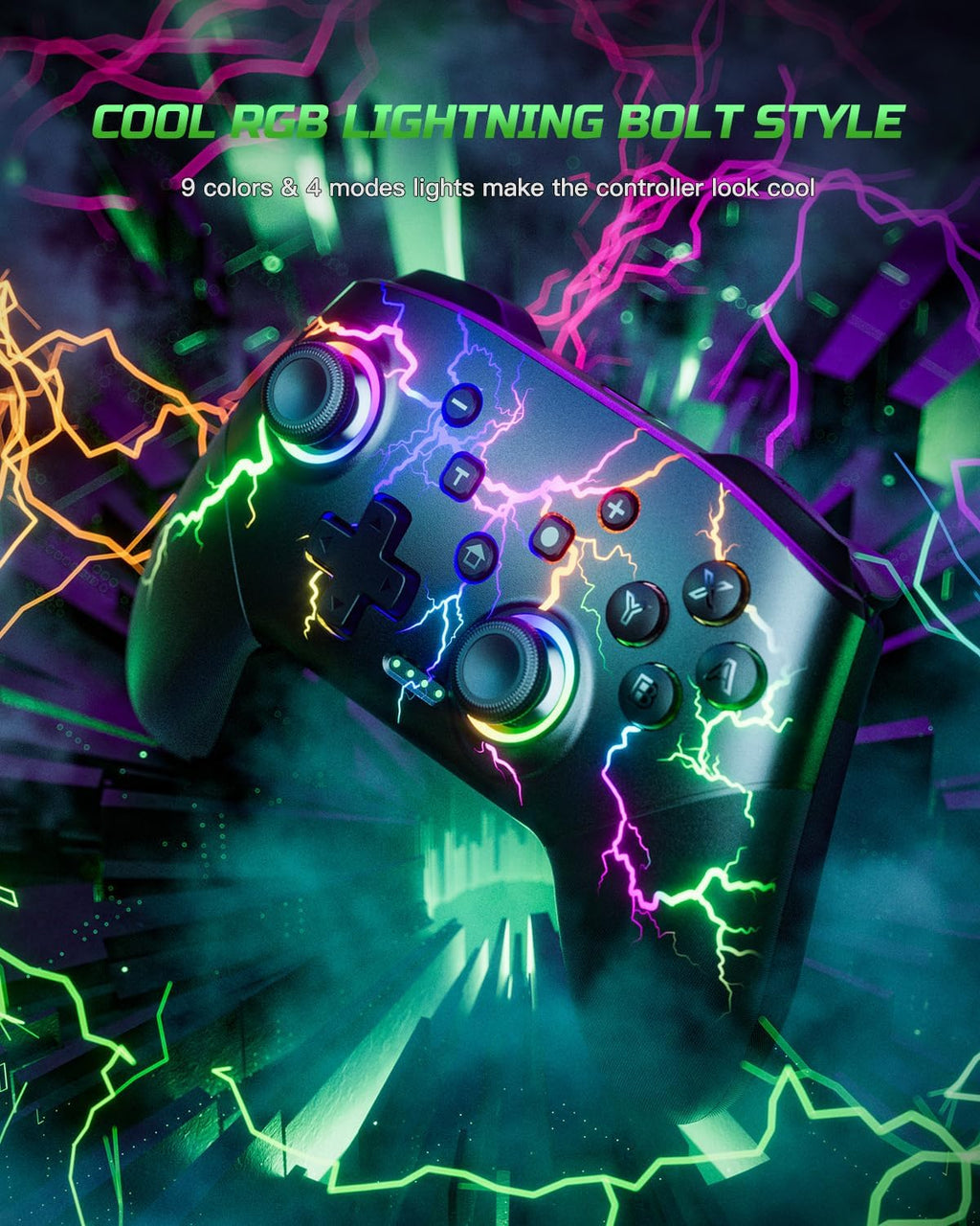 VOYEE Switch Controllers kompatibel mit Switch/Lite/OLED/Windows, Programmierbar RGB Blitz LED, Drahtloser Pro Controller mit Eine Schlüsselpaarung Vibration Aufwachen
