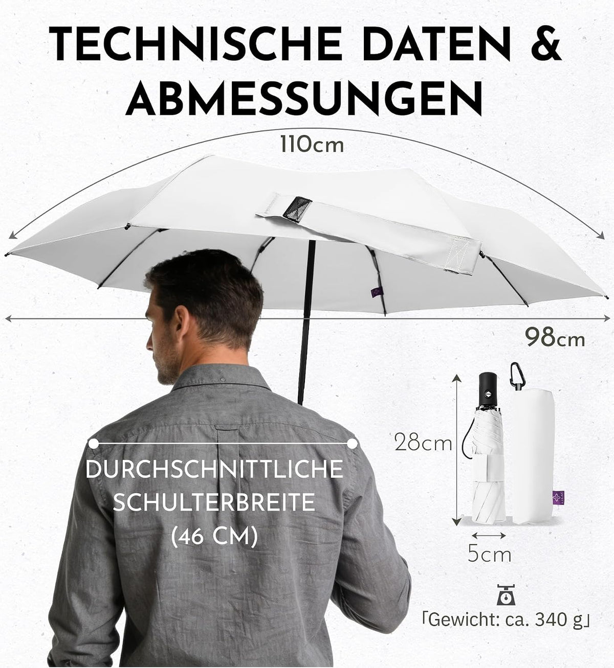 LILAC Regenschirm Klein Stabil Windfest