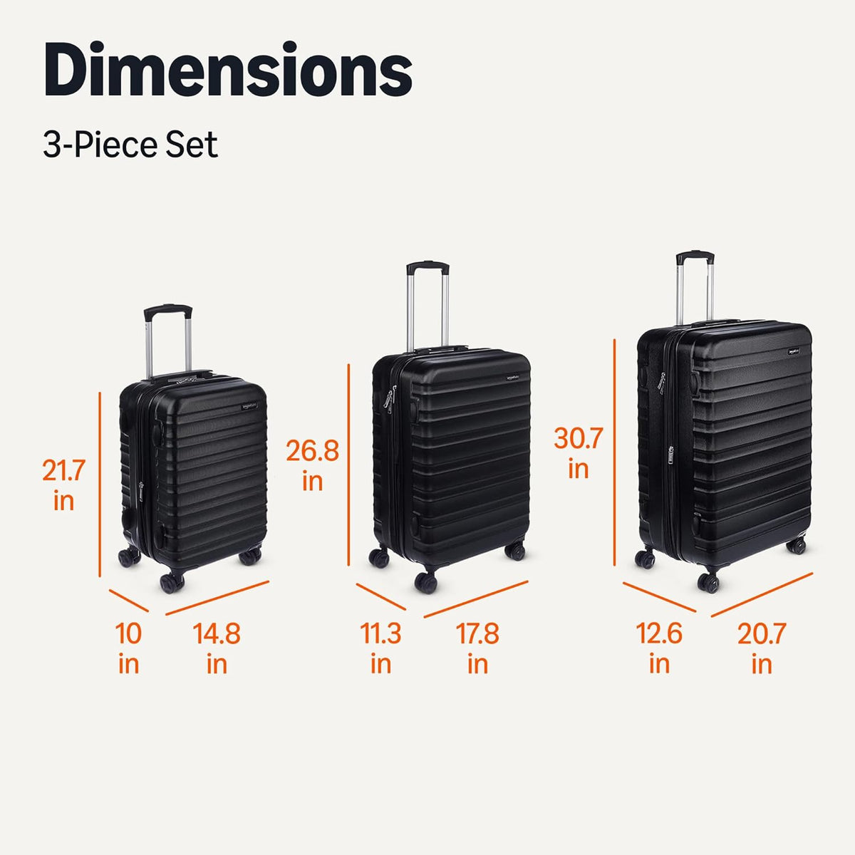 Amazon Basics 21" Hardside Carry-On Luggage with Spinner Wheels, Expandable for Up to 25% More Space, Scratch-Resistant Hard Shell, Telescoping Handle, Black