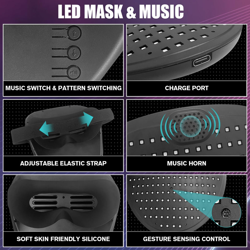 JDBMAOYE LED Light Up Mask with Gesture Sensing,Perfect Gifts for Teen Boys