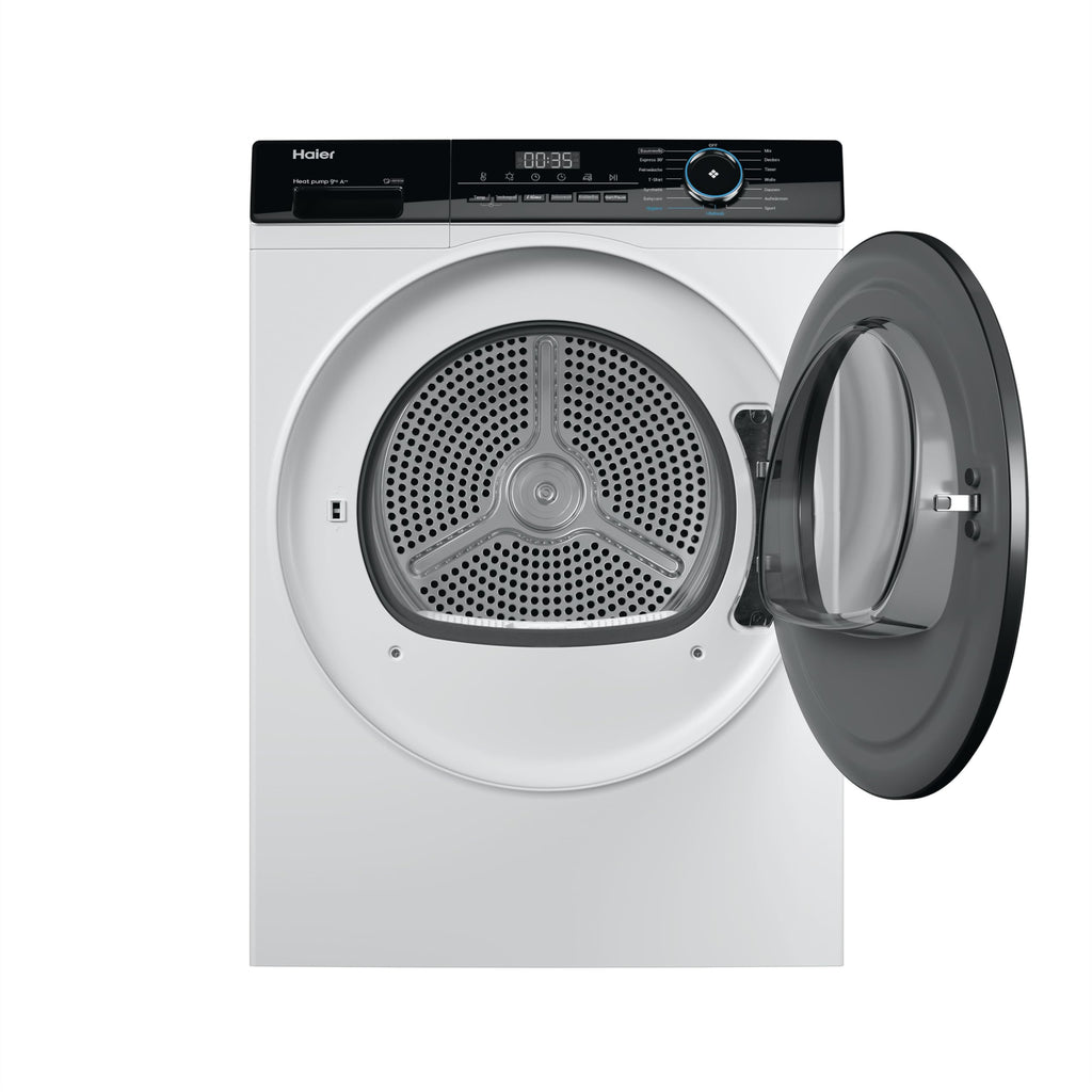 Haier Wärmepumpentrockner 9kg I G7 Serie I Klasse B I AI Power Inverter Motor, iOn Air Fresh, Pillow-Schontrommel, Automatik- & Hygiene-Programm, hOn AppI HD90-B667U1