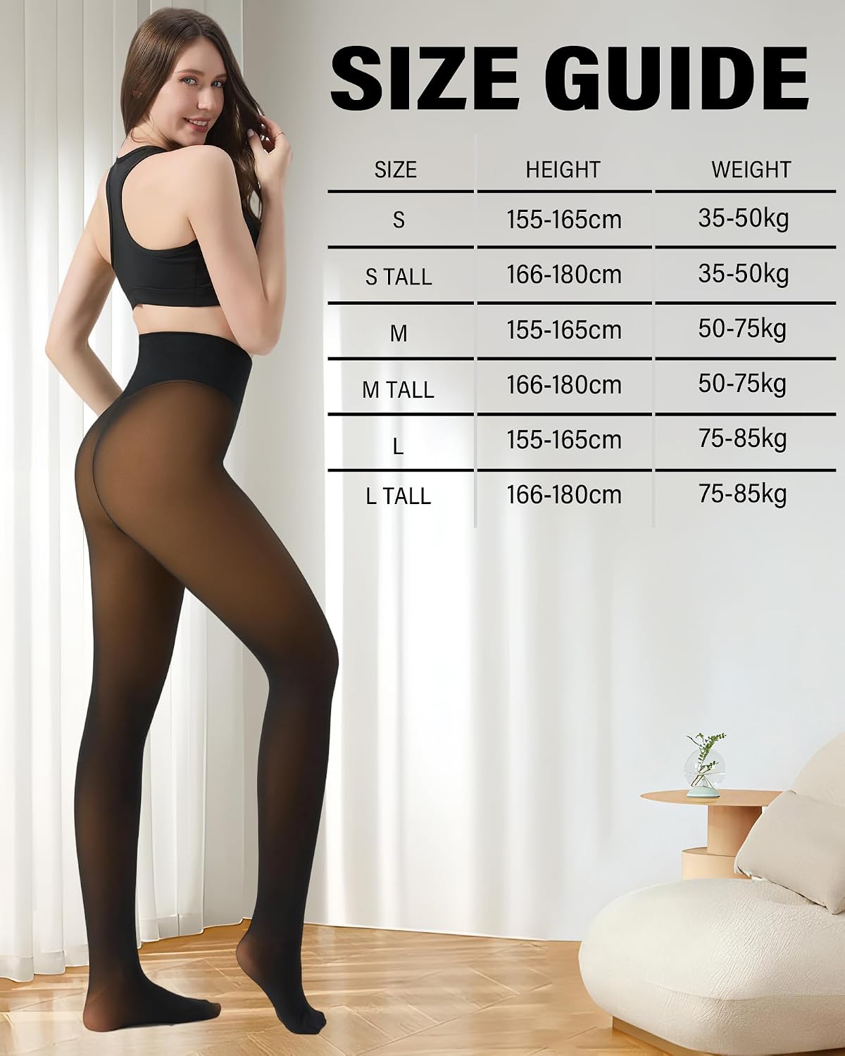HOWIN Collant Polaire Femme Collant Thermique Effet Transparent Hiver