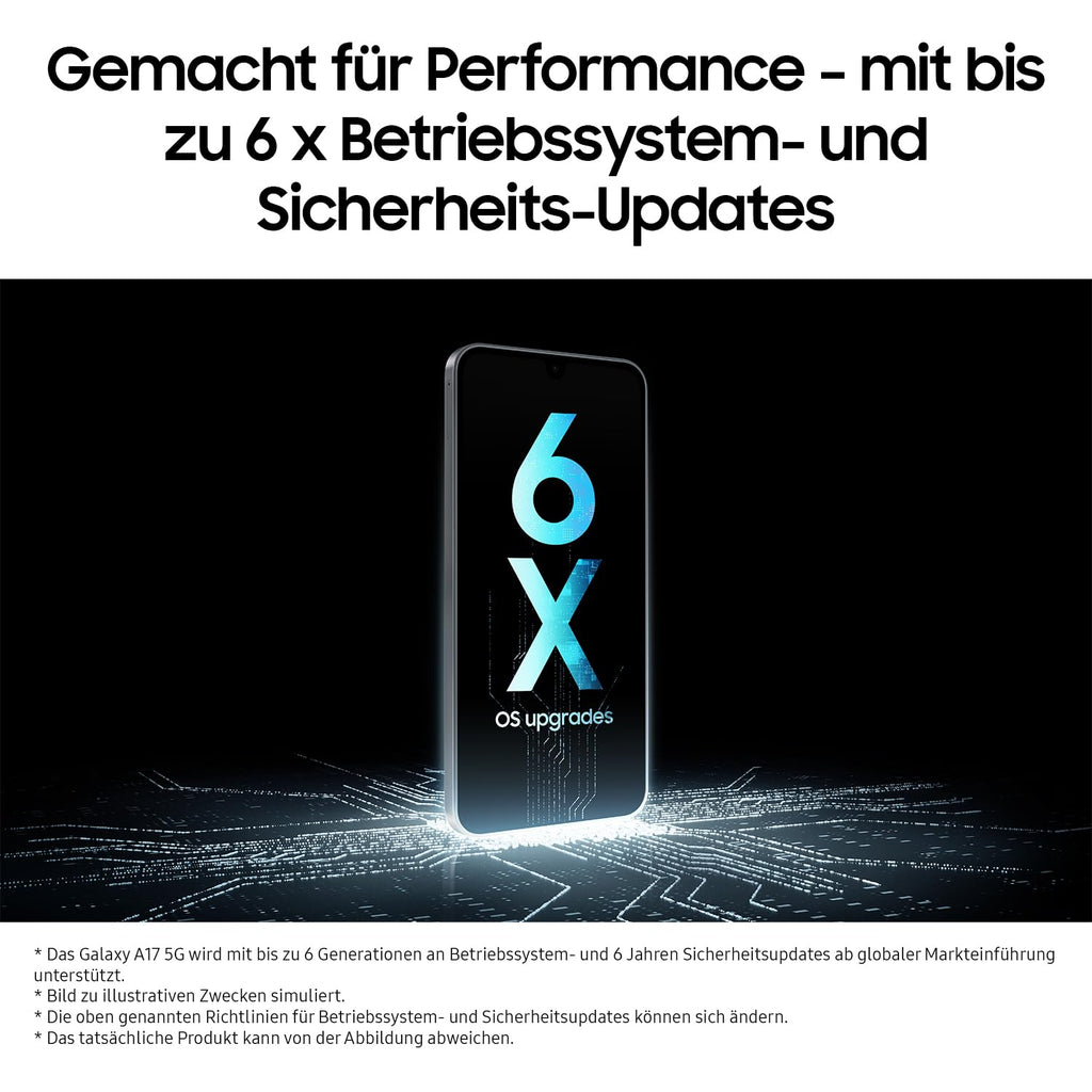 Samsung Galaxy A17 5G AI Smartphone, KI-Handy mit Android, Dünner 7,5-mm-Rahmen, 50-MP-Kamera, 128 GB Speicher, 4 GB RAM, 5.000-mAh-Akku, Black, 2,5 Jahre Herstellergarantie [Exklusiv auf Amazon]