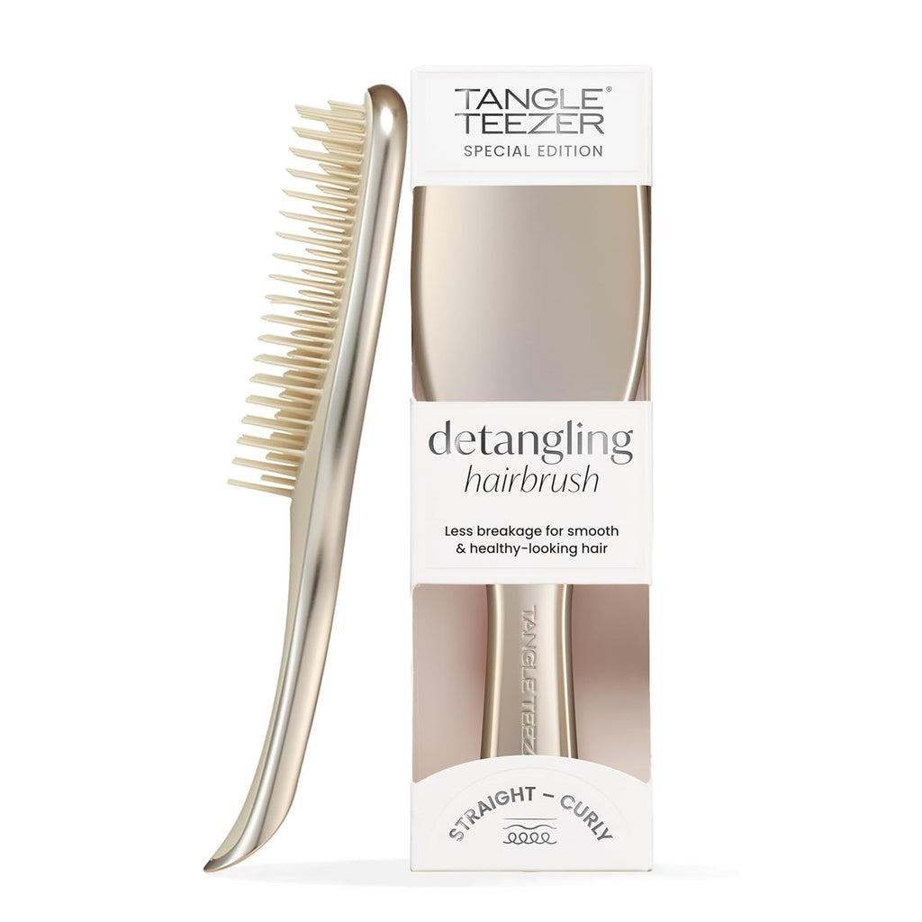 Tangle Teezer Ultimate Detangler Haarbürste – Nasses & Trockenes Haar – Entwirrungsbürste für Alle Haartypen – Zweistufige Borsten Reduzieren Haarbruch & Knoten – Champagner Gold mit Chrom-Finish