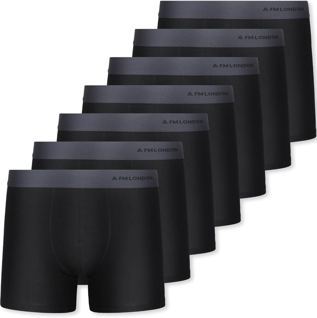 FM London Lot de 7 Boxers Respirants Homme sans Étiquette, Extensibles