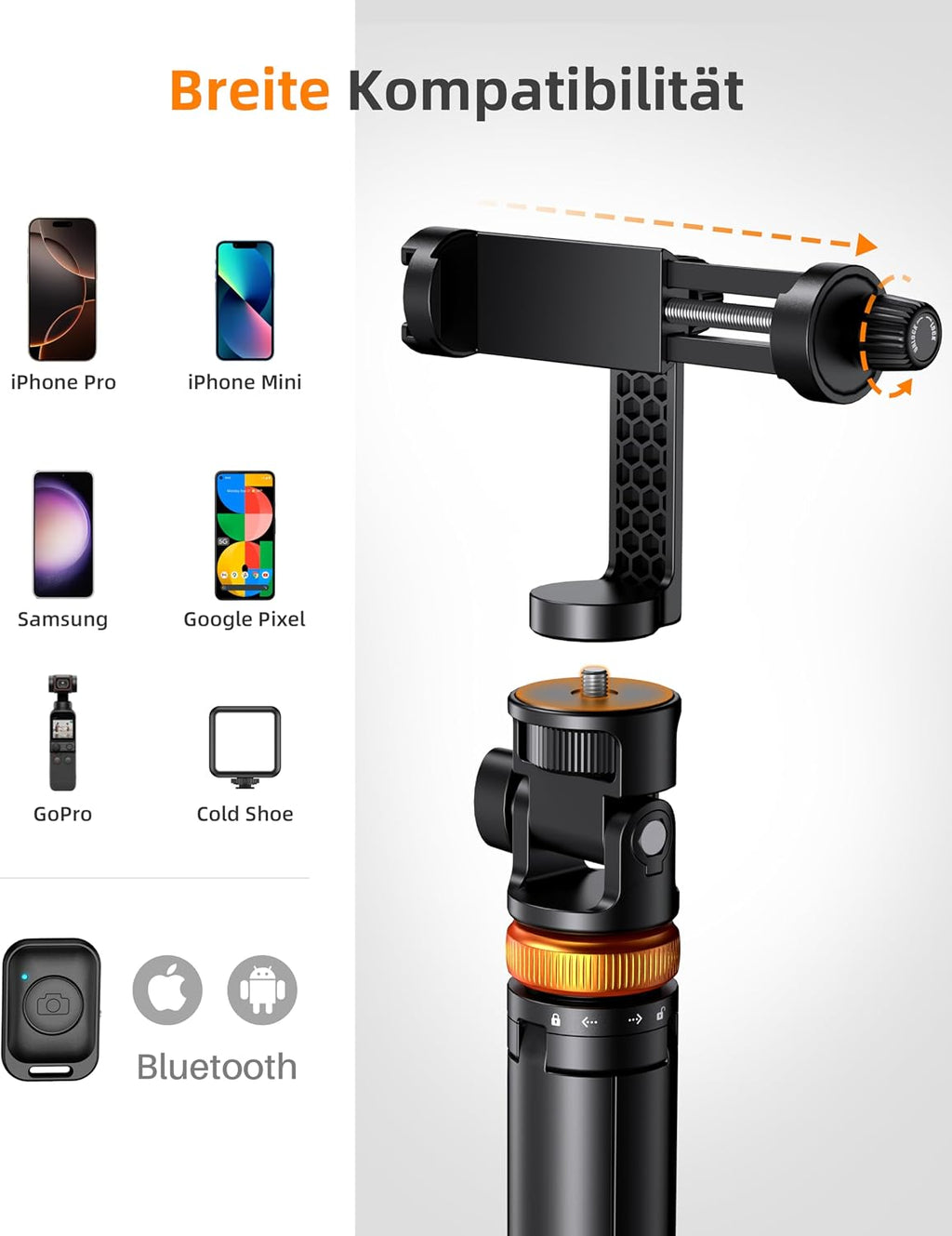 Handy Stativ, Stativ für Smartphone und Selfie Stick mit Fernbedienung