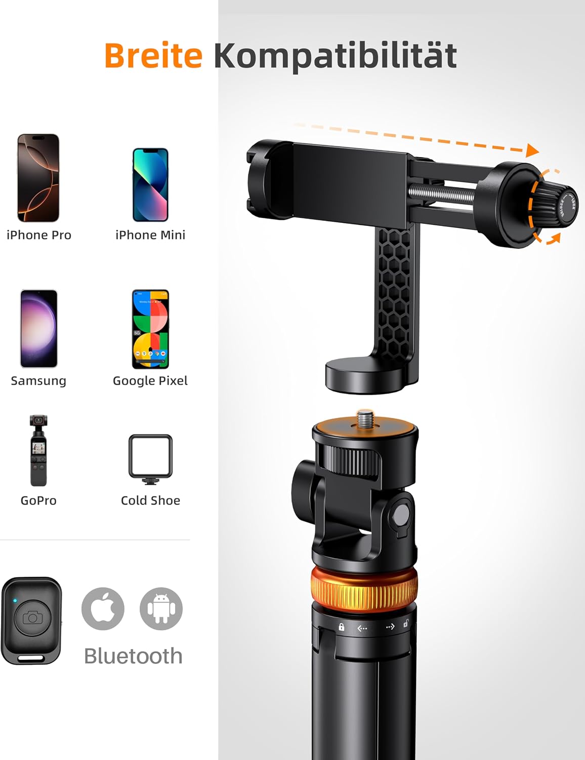 Handy Stativ, Stativ für Smartphone und Selfie Stick mit Fernbedienung