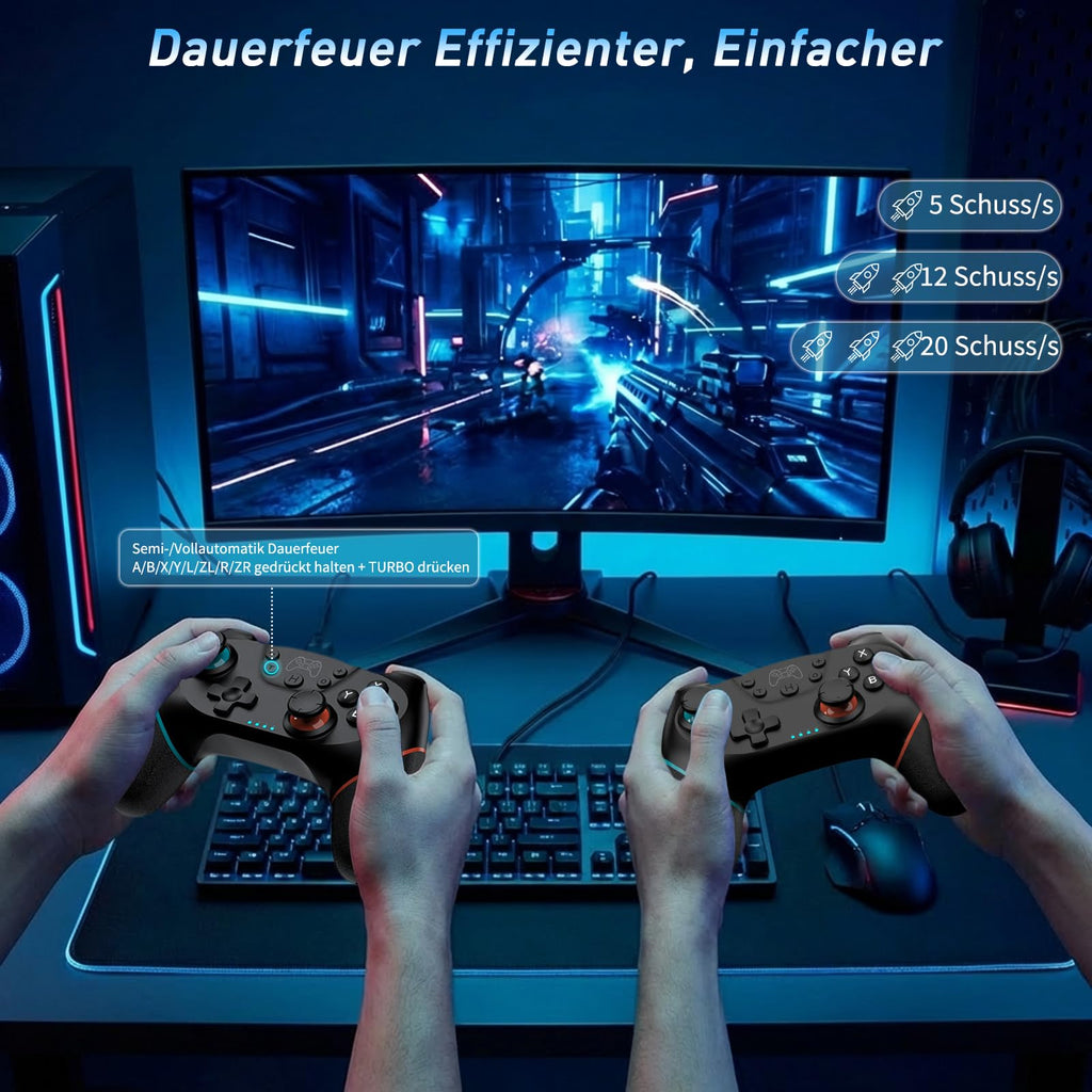 Reddening Switch 2 Controller für Switch/Switch 2/Switch Lite/Switch OLED,Switch Controller mit Doppel Vibration,Switch 2 Pro Controller mit 6 Achsen Gyro,Hall Joystick,Aufwachen,Turbo (Weiß Schwarz)