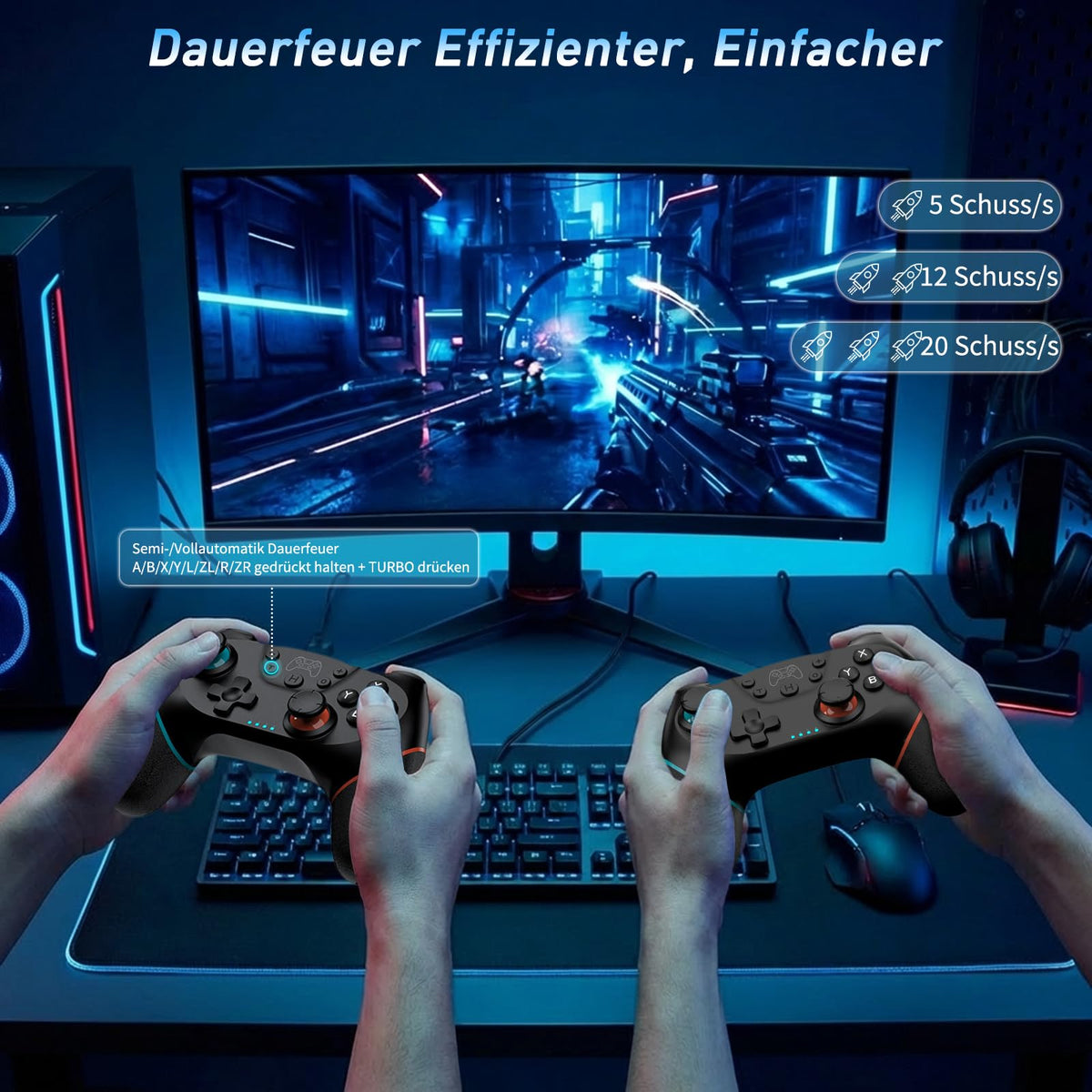 Reddening Switch 2 Controller für Switch/Switch 2/Switch Lite/Switch OLED,Switch Controller mit Doppel Vibration,Switch 2 Pro Controller mit 6 Achsen Gyro,Hall Joystick,Aufwachen,Turbo (Weiß Schwarz)