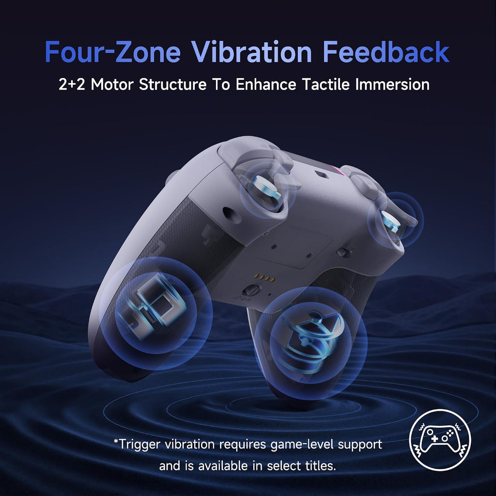 EasySMX X05PRO Wireless PC-Controller, Gaming-Controller mit leisen Tasten, 2-stufigen Triggern, Hall-Effekt-Joysticks, 2 programmierbaren Tasten, 1000 mAh Akku, kompatibel mit PC/Switch/Android/iOS – Schwarz