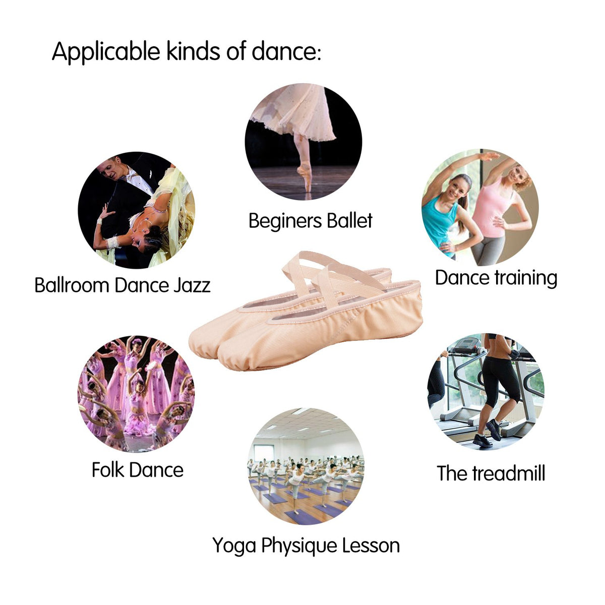 Bezioner Ballettschuhe Ballettschläppchen Tanzschuhe Geteilte Ledersohle für Kinder und Erwachsene