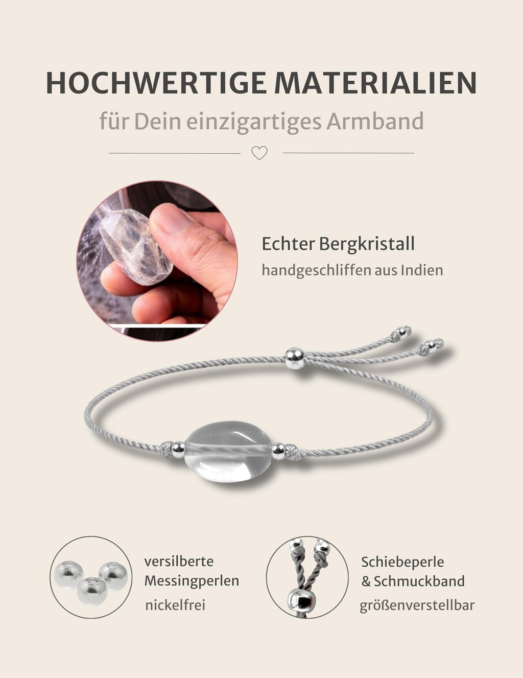 happymaker Edelstein Armband Damen als Kraftgeber, handmade in Deutschland