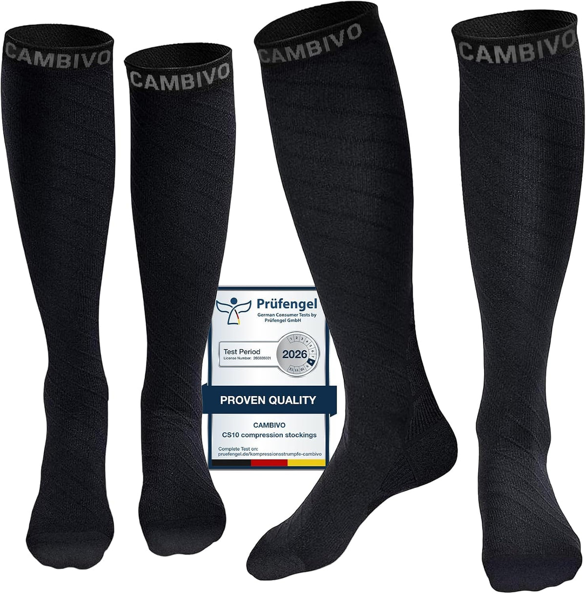 CAMBIVO Kompressionsstrümpfe für Damen & Herren, 2 Paar, Reise-Flugstrümpfe