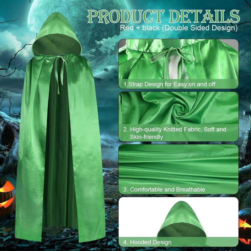 Aomig Cape à Capuchon, Déguisement Adulte Unisexe Costume, Cape Sorcier, Halloween Cosplay Costume Cape Longue Cape, Déguisement pour Halloween, Bal Masqué